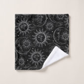 Black Magic Celestial Sun Moon Stars Bad Handdoek (Wasdoekje)