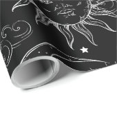 Black Magic  Celestial Sun Moon Stars Cadeaupapier (Rol Hoek)