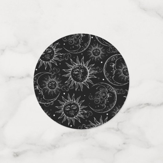 Black Magic  Celestial Sun Moon Stars Confetti (Kleine voorkant)