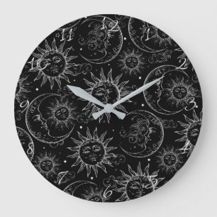 Black Magic Celestial Sun Moon Stars Grote Klok