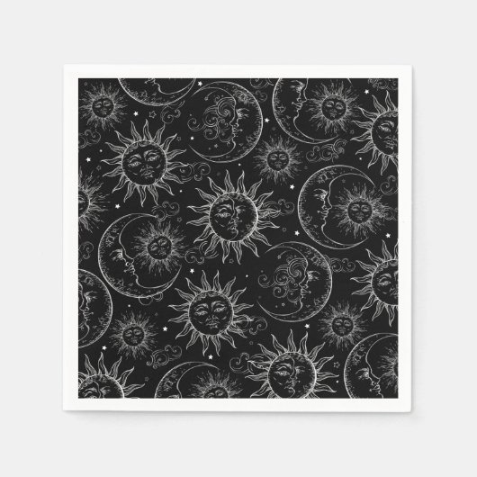 Black Magic  Celestial Sun Moon Stars Servet (Voorkant)