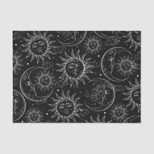 Black Magic  Celestial Sun Moon Stars Tissuepapier (Voorkant)