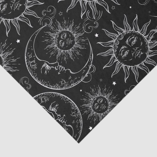 Black Magic Celestial Sun Moon Stars Tissuepapier (Detail)