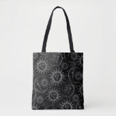 Black Magic Celestial Sun Moon Stars Tote Bag (Voorkant)
