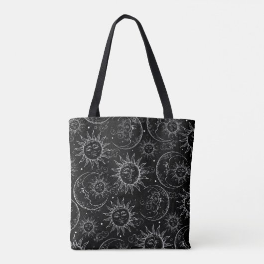 Black Magic  Celestial Sun Moon Stars Tote Bag (Achterkant)