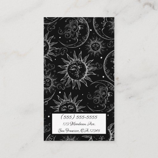 Black Magic  Celestial Sun Moon Stars Visitekaartje (Achterkant)