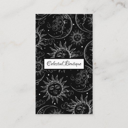 Black Magic  Celestial Sun Moon Stars Visitekaartje (Voorkant)
