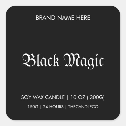 Black Magic Gothic kaars label | Halloween (Voorkant)