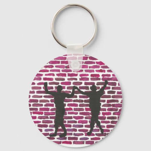 Black Magic Hollyhock by Yeshaya Dank Wood Wall Ar Sleutelhanger (Voorkant)