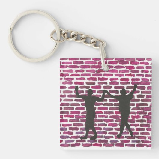 Black Magic Hollyhock by Yeshaya Dank Wood Wall Ar Sleutelhanger (voorkant)