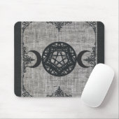 Black Magic Triple Moon Pentagram  Wiccan Muismat (Met muis)