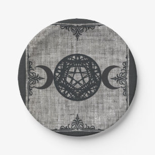 Black Magic Triple Moon Pentagram  Wiccan Papieren Bordje