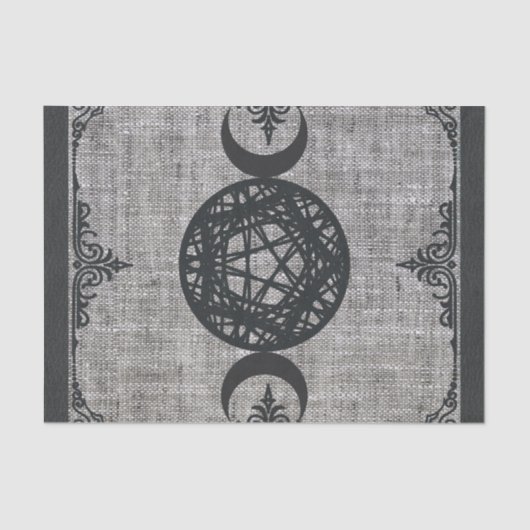 Black Magic Triple Moon Pentagram  Wiccan Tissuepapier (Voorkant)