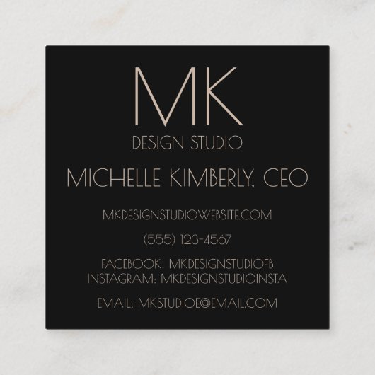 Black Magnolia Vierkante Visitekaartje (Achterkant)