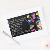 Black Maid Janitorial Lady Wassen Rechthoekige Sticker (Envelop)