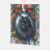 Black Maine Coon Cat Glass Ornament (Voorkant links)