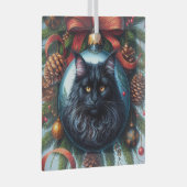 Black Maine Coon Cat Glass Ornament (Voorkant Rechts)