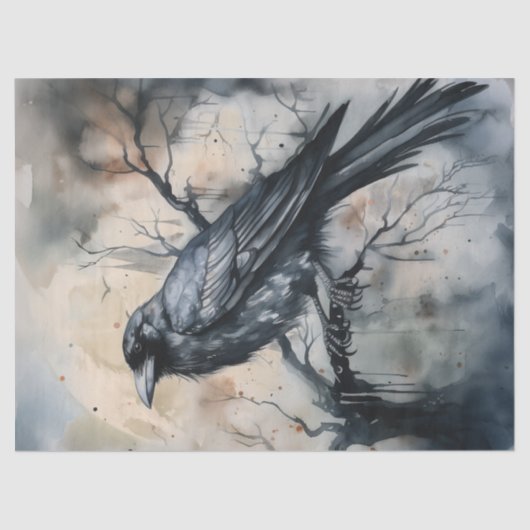 Black Majestic Raven Tissuepapier (Voorkant)