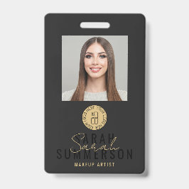 Black Makeup Artist Beauty Salon Employee ID Badge