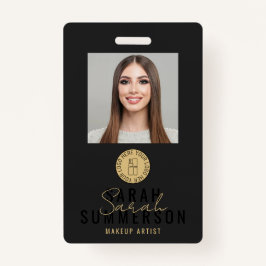 Black Makeup Artist Beauty Salon Employee ID Badge