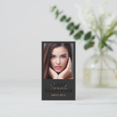 Black Makeup Artist Beauty Salon QR Code Photo Visitekaartje (Staand voorkant)