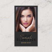 Black Makeup Artist Beauty Salon QR Code Photo Visitekaartje (Voorkant)