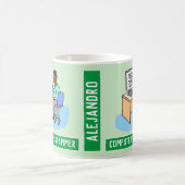 Black Male Computer Programmer met naam. Koffiemok (Center)