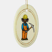 Black Male Construction Worker Pick AX Ornament (Rechts)