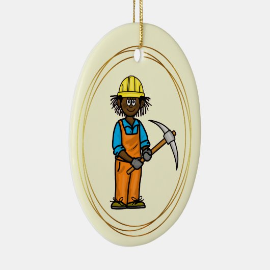 Black Male Construction Worker Pick AX Ornament (Rechts)