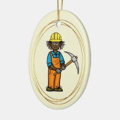 Black Male Construction Worker Pick AX Ornament (Links)