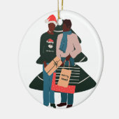 Black Male Couple Kerstmis Keramisch Ornament (Links)