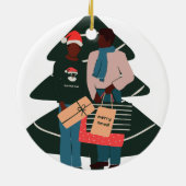 Black Male Couple Kerstmis Keramisch Ornament (Achterkant)