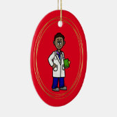 Black Male Doctor kerstversiering Keramisch Ornament (Rechts)