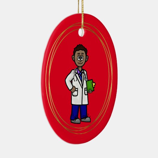 Black Male Doctor kerstversiering Keramisch Ornament (Rechts)
