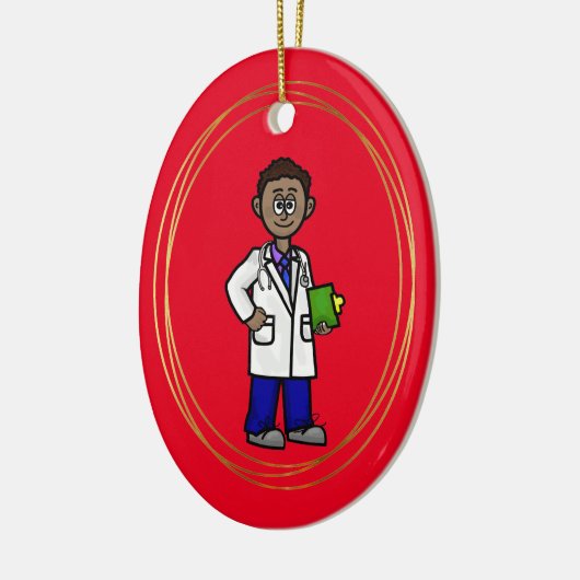 Black Male Doctor kerstversiering Keramisch Ornament (Links)