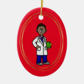 Black Male Doctor kerstversiering Keramisch Ornament (Voorkant)