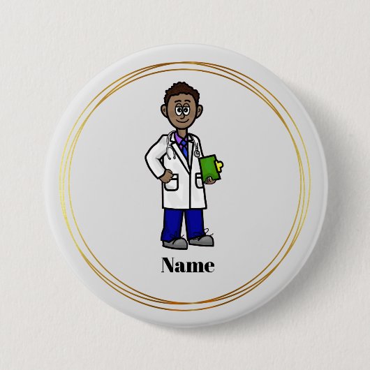 Black Male Doctor Name Button (Voorkant)