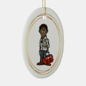 Black Male EMS Paramedic-kerstversiering Keramisch Ornament (Rechts)