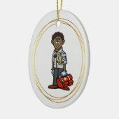 Black Male EMS Paramedic-kerstversiering Keramisch Ornament (Links)