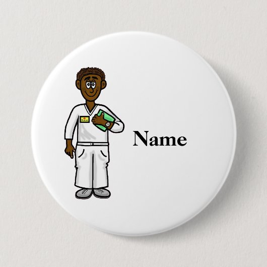 Black Male Nurse Button (Voorkant)