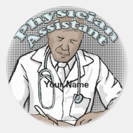 Black Male Physician Assistant Ronde Sticker
