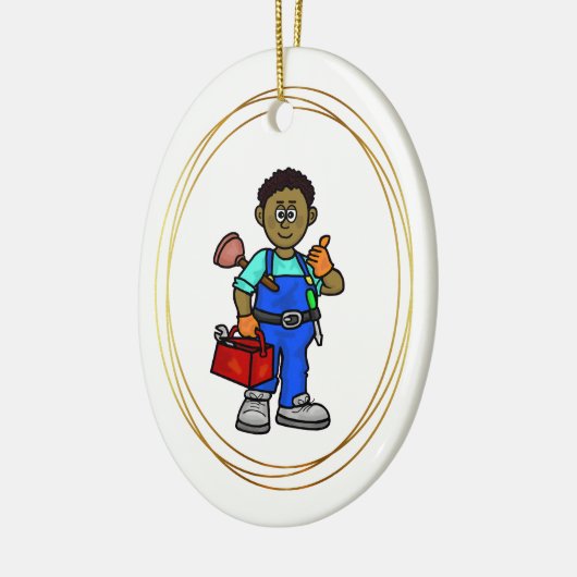 Black Male Plumber-kerstversiering Keramisch Ornament (Links)