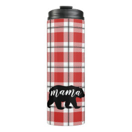 Black Mama Beer Red & White Pset Flannel Pattern Thermosbeker