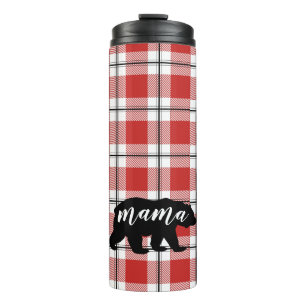 Black Mama Beer Red & White Pset Flannel Pattern Thermosbeker