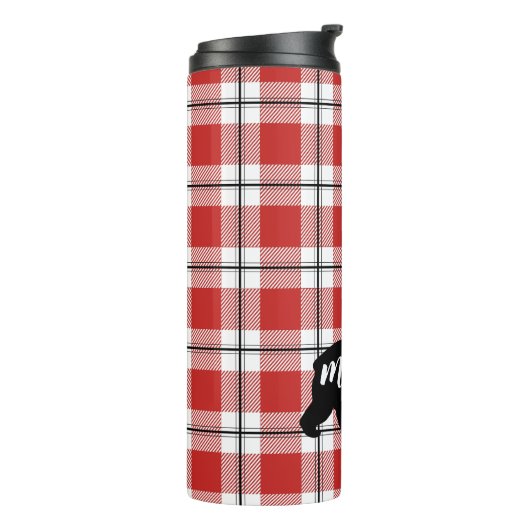 Black Mama Beer Red & White Pset Flannel Pattern Thermosbeker (Gedraaid links)
