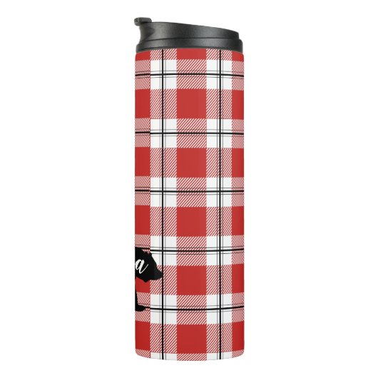 Black Mama Beer Red & White Pset Flannel Pattern Thermosbeker (Geroteerd rechts)