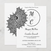 Black Mandala bruiloft uitnodiging (Voorkant / Achterkant)