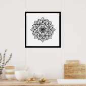 Black Mandala On White Poster (Keuken)