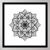 Black Mandala On White Poster (Voorkant)