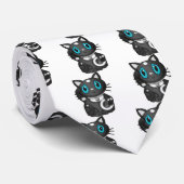Black Maneki Neko Bekoning Good Luck Cat Stropdas (Opgerold)
